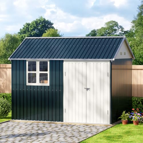 Outdoor Steel Storage Shed with Lockable Doors and Windows E249038