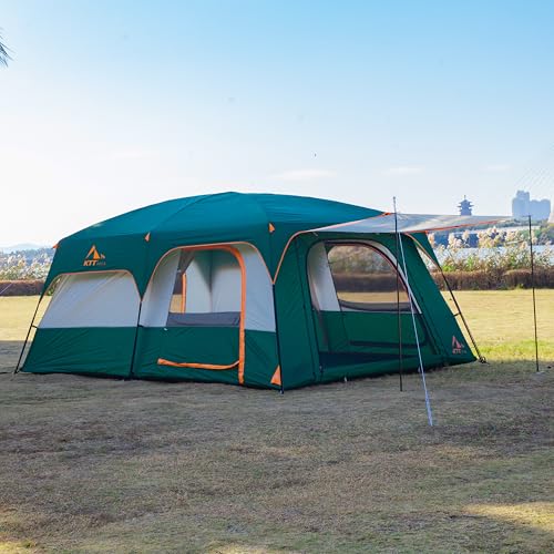 Extra Large Family Cabin Tent 2 Rooms 3 Doors 3 Windows Waterproof for Camping H460