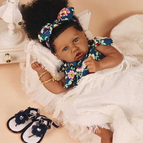 22.8 Inch Realistic African American Baby Doll with Soft Body K201