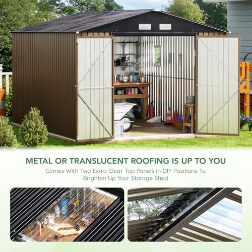 Outdoor Steel Storage Shed with Lockable Doors and Windows E249038