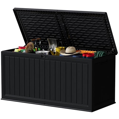 30 Gallon Waterproof Resin Deck Box for Outdoor Patio and Garden Storage Q30388