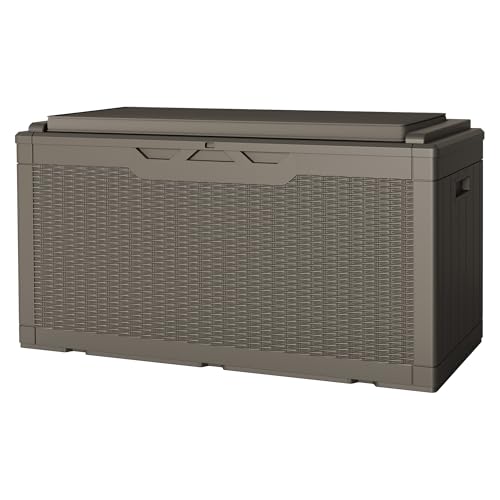 31 Gallon Resin Deck Box Waterproof Indoor Outdoor Storage for Patio Cushions and Garden Tools L90121
