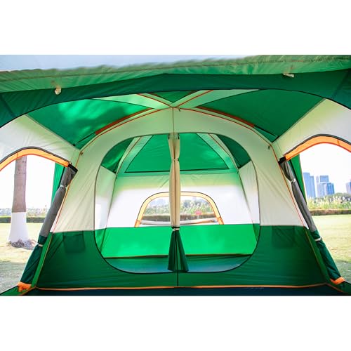 Extra Large Family Cabin Tent for Camping, 2 Rooms, 3 Doors, Waterproof E6603