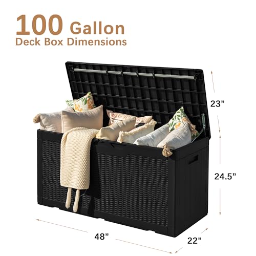 30 Gallon Waterproof Resin Deck Box for Outdoor Patio and Garden Storage Q30388