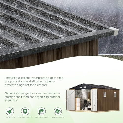 Outdoor Steel Storage Shed with Lockable Doors and Windows E249038