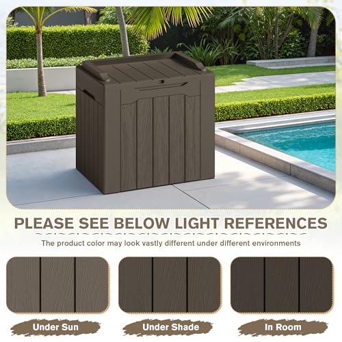 31 Gallon Resin Deck Box Waterproof Indoor Outdoor Storage for Patio Cushions and Garden Tools L90121