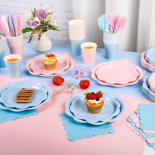 Ivory Paper Plates and Napkins Set for 50 Guests, Disposable Tableware with Utensils M509