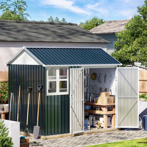 Outdoor Steel Storage Shed with Lockable Doors and Windows E249038