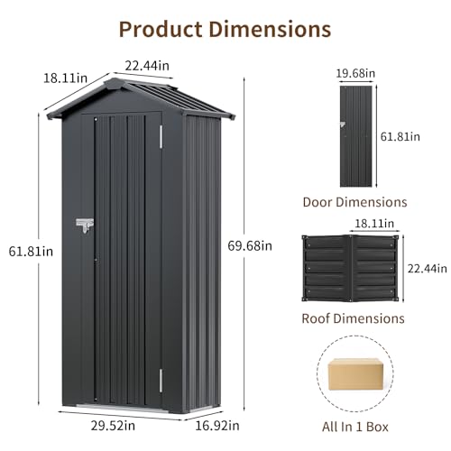 Resin Outdoor Storage Shed with Floor and Window, Lockable Small Tool Shed for Garden Patio Backyard, Light Gray V985
