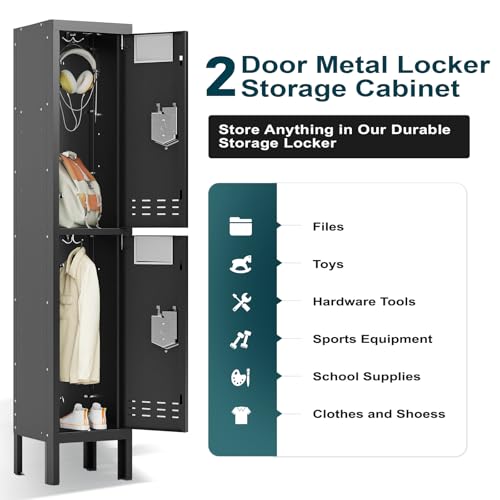 5-Door Steel Storage Locker with Hooks and Card Slots M92401