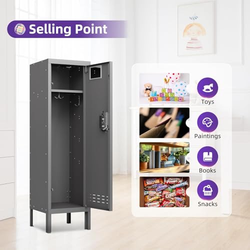 5-Door Steel Storage Locker with Hooks and Card Slots M92401