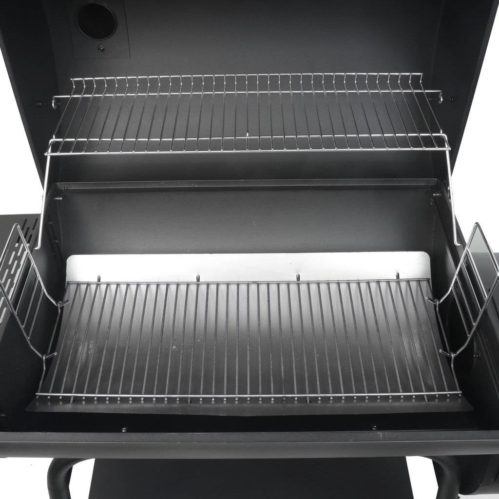 28" Offset Steel Charcoal Smoker Grill with Side Firebox B1997