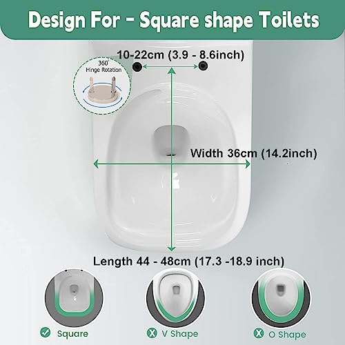Soft Close Square Toilet Seat with Quick-Release Hinges N209897