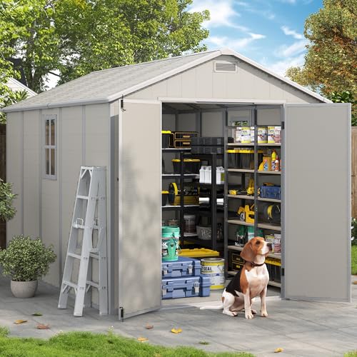 Outdoor Storage Shed 6x6 FT Resin with Floor and Lockable Door Z166