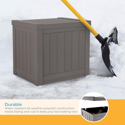 Outdoor Storage Box 22 Gallon Resin Deck Box with Flat-Lid Bench Seating B591