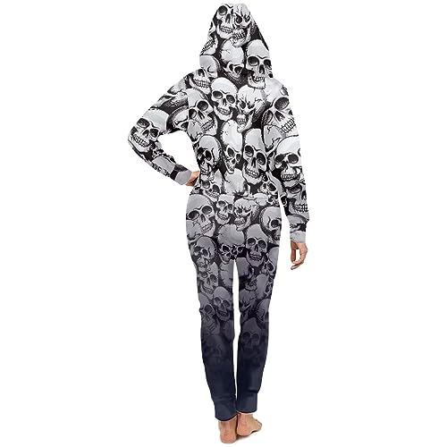 Adult Onesie Hooded One-Piece Pajama Zipper Jumpsuit for Men and Women I930