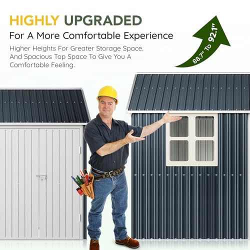 Outdoor Steel Storage Shed with Lockable Doors and Window L987864