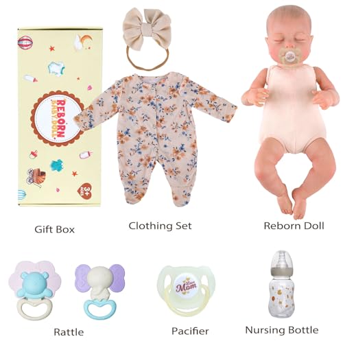 Lifelike Reborn Baby Doll 20 Inch Soft Body Sleeping Girl with Clothes and Toy Accessories N674610