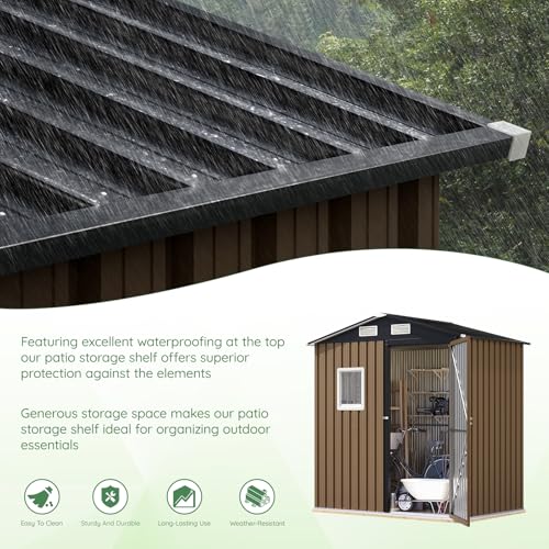 Outdoor Steel Storage Shed with Lockable Doors and Windows E249038