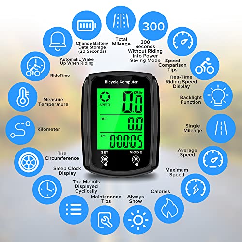 Wired Bike Computer with LCD Display and Automatic Wake-Up O56183