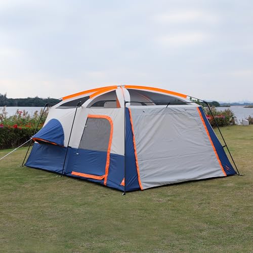 Extra Large Family Cabin Tent for Camping, 2 Rooms, 3 Doors, Waterproof E6603