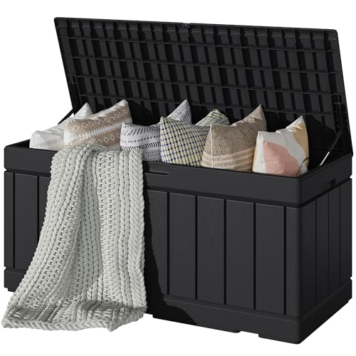 30 Gallon Waterproof Resin Deck Box for Outdoor Patio and Garden Storage Q30388