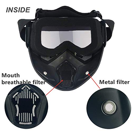 Motorcycle Goggles with Removable Face Mask for Dirt Bike ATV Motocross Y507929