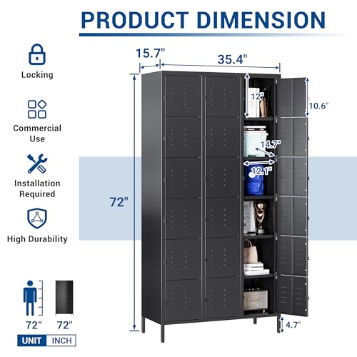 3-Door Blue Steel Storage Locker for Office, School, Gym C68898