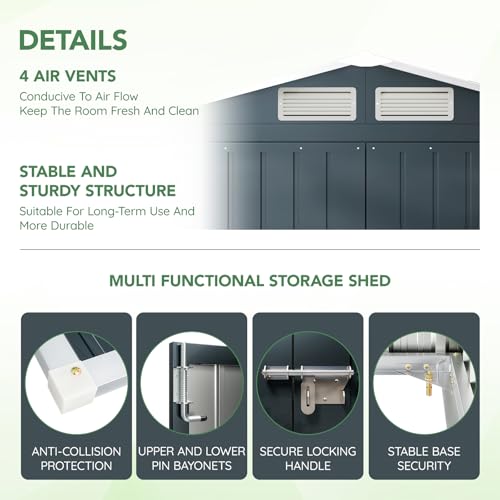 Outdoor Steel Storage Shed with Lockable Doors and Windows E249038