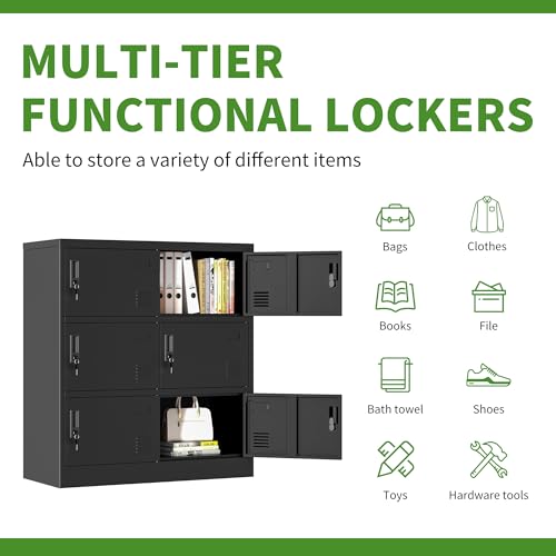 6-Door Steel Storage Locker with Lock and Card Slot A4817