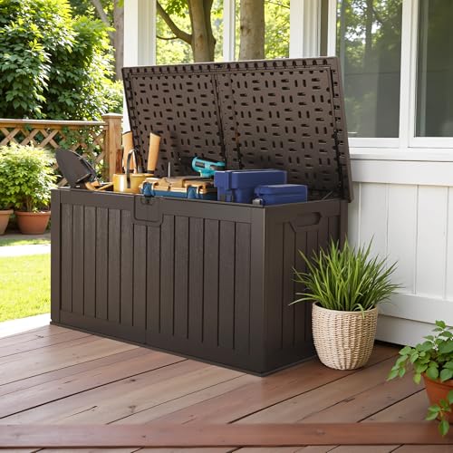 30 Gallon Waterproof Resin Deck Box for Outdoor Patio and Garden Storage Q30388