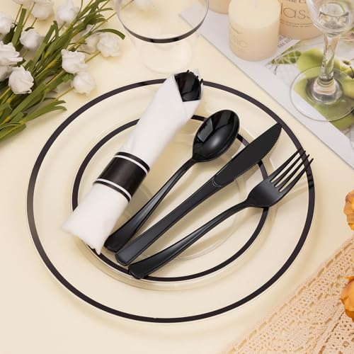 Disposable Plates and Cups Set for 50 Guests with Napkins and Cutlery V71219