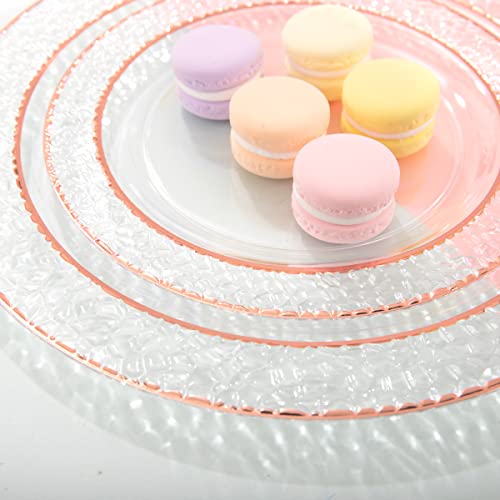 350PCS Clear Plastic Plates with Gold Trim for 50 Guests, Disposable Dinnerware Set O686017