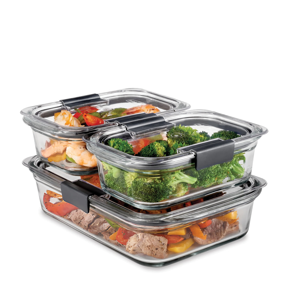 Glass Food Storage Containers Set of 3 with Latching Lids, Leakproof P3753