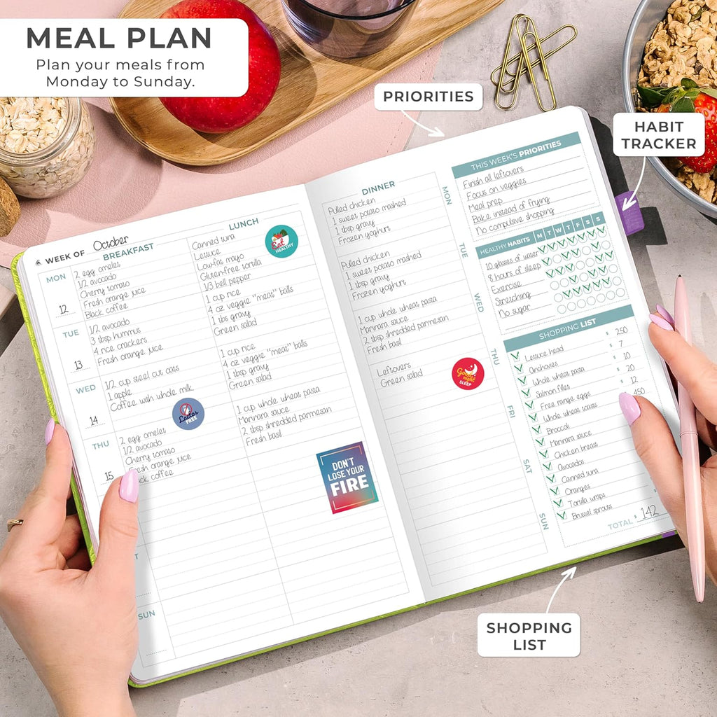 Weekly Meal Planner with Shopping and Grocery Lists, Undated A5 A31238