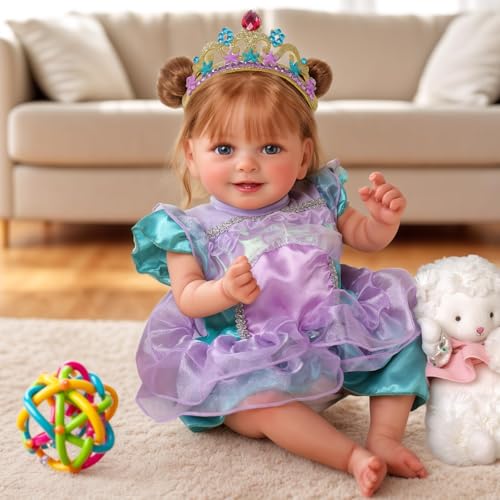 Lifelike Reborn Baby Doll 20 Inch Brown Hair Girl with Clothes and Toy Accessories H822