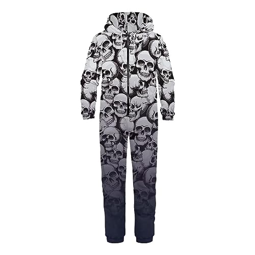 Adult Onesie Hooded One-Piece Pajama Zipper Jumpsuit for Men and Women I930
