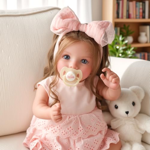 Lifelike Reborn Baby Doll 20 Inch Brown Hair Girl with Clothes and Toy Accessories H822