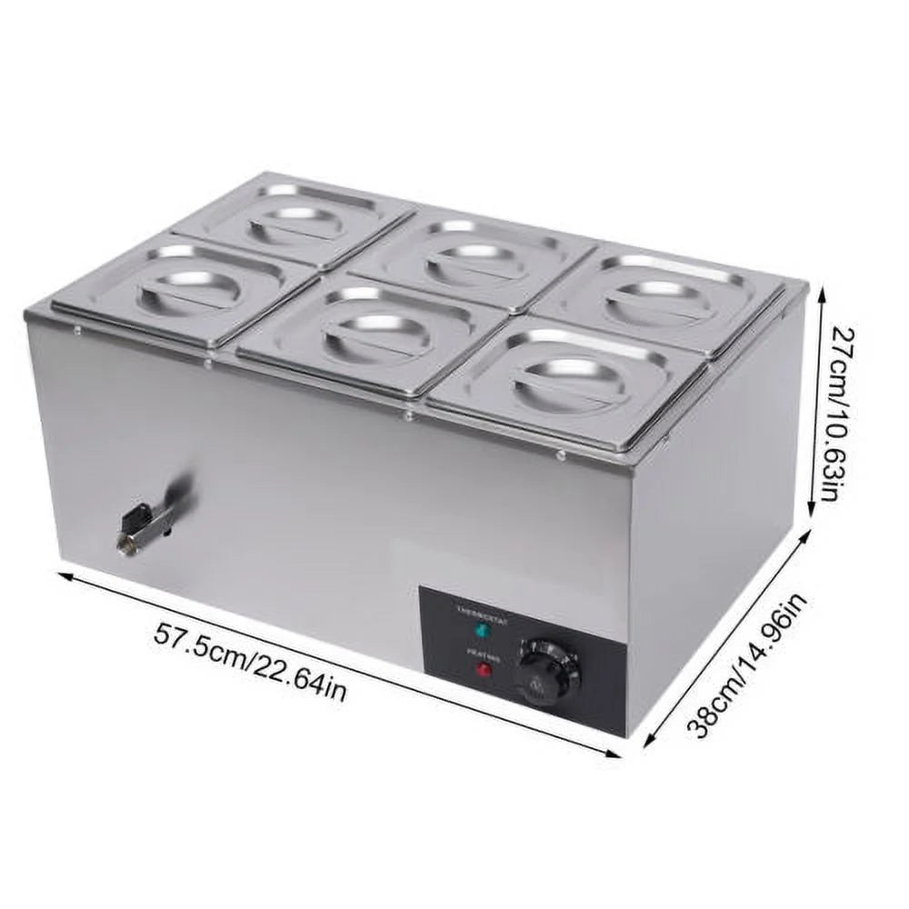 Commercial Buffet Food Warmer 6 Pots Stainless Steel Y330176