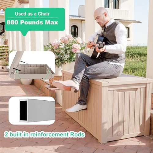 100 Gallon Resin Deck Box, Lockable Patio Outdoor Storage, Waterproof - Black F75230