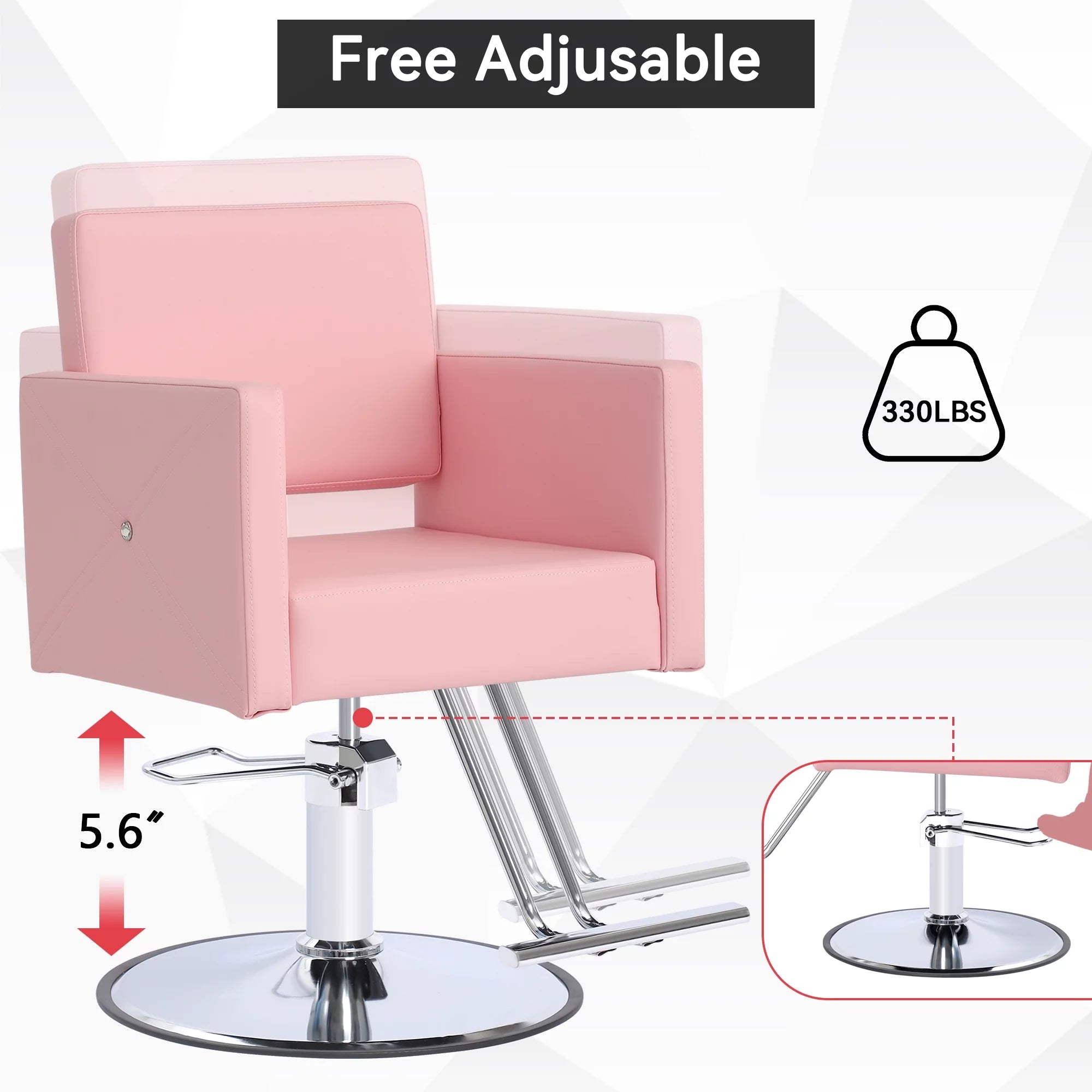 Pink Adjustable Salon Barber Chair with Foot Rest H348