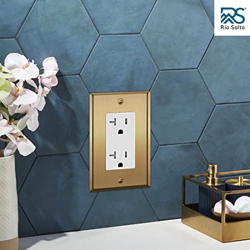 Metal Gold Outlet Cover Wall Plate, Corrosion Resistant, Brushed Brass M4507