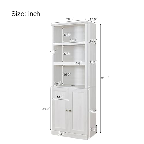 Twin Murphy Bed with Side Cabinets and Bookcase, Foldable Wall Bed for Guest Room, White X864
