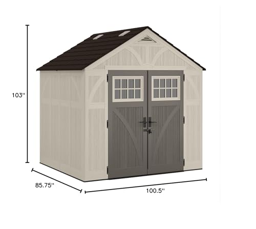 8' x 7' Resin Storage Shed with Reinforced Floor and Lockable Double Doors P4343