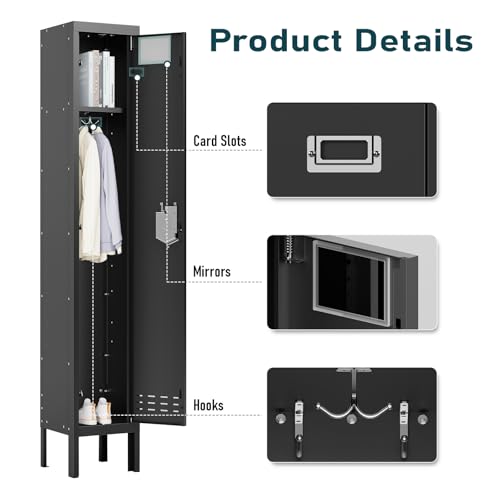 5-Door Steel Storage Locker with Hooks and Card Slots M92401