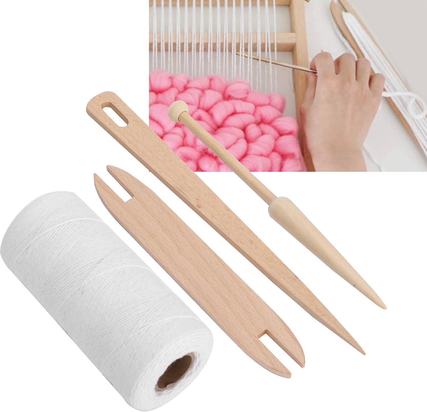 Cotton Warp Thread for Lap Loom Weaving with Wooden Shuttle V3960