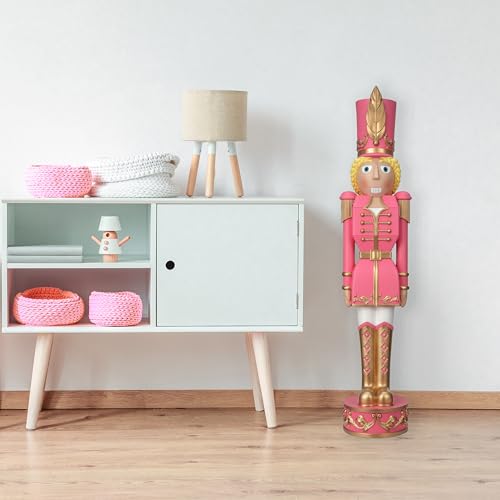 Red and Green Christmas Nutcracker Holiday Decoration, 37-inch Freestanding Resin I1504