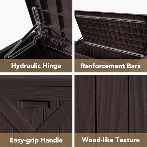 Outdoor Resin Deck Box 120 Gallon Waterproof Lockable F693676