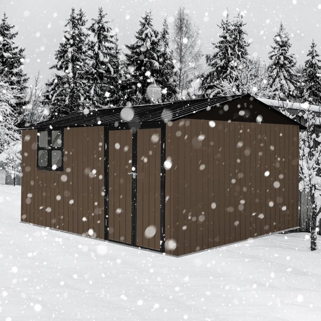 Outdoor Storage Shed 12x10 FT, Metal Garden Shed with Lockable Doors I530620