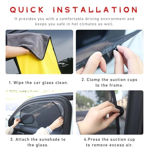 Car Window Shade, 20"×40" Rear Window Protector with Suction Cups, Blocks UV Rays I79070